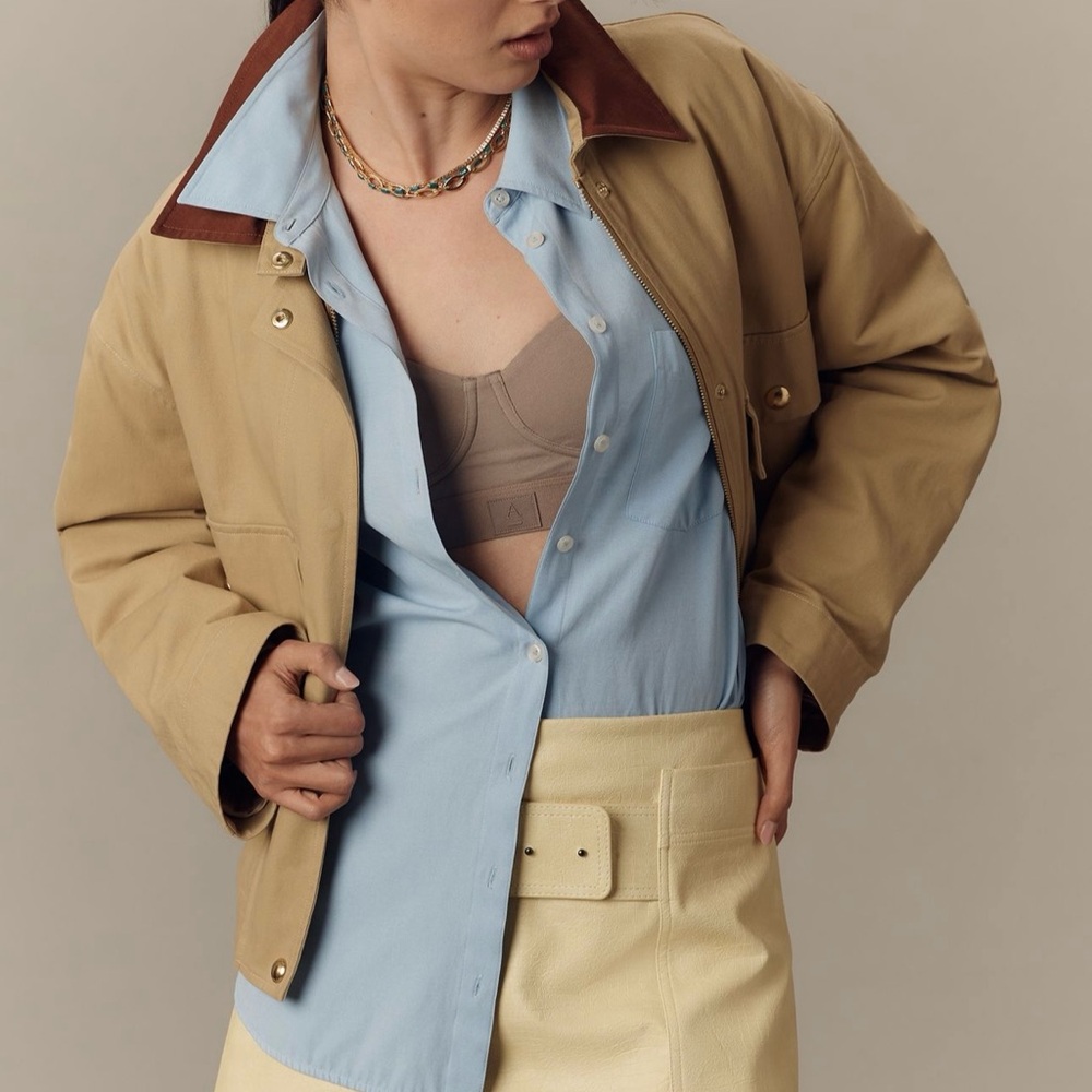 Anthropologie Faux Leather Butter Yellow Mini Skirt
